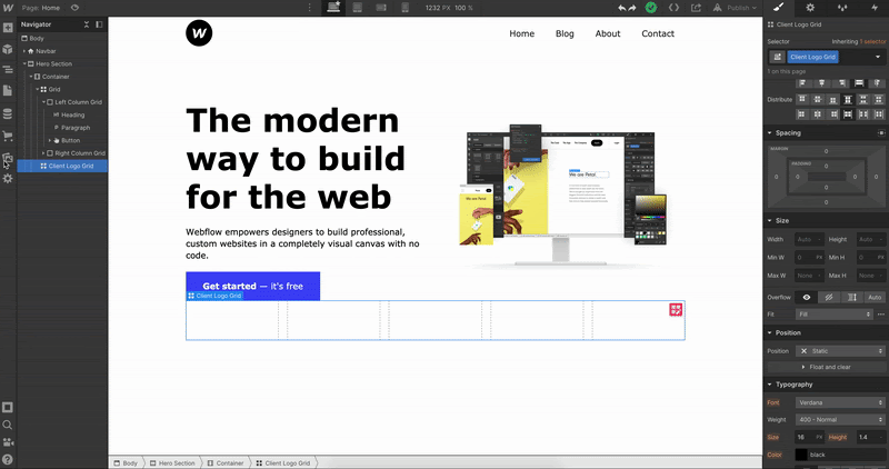 Webflow designer
