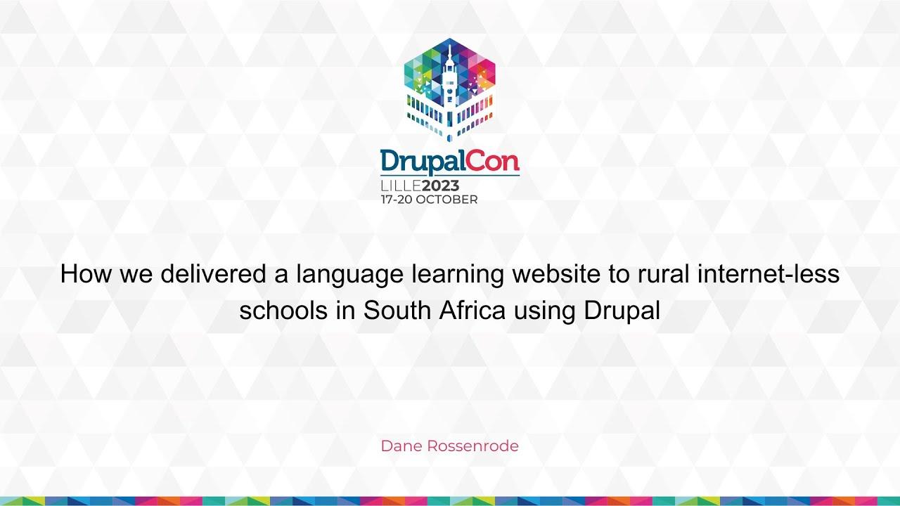Presentation cover slide for Rural Offline Learning with Drupal