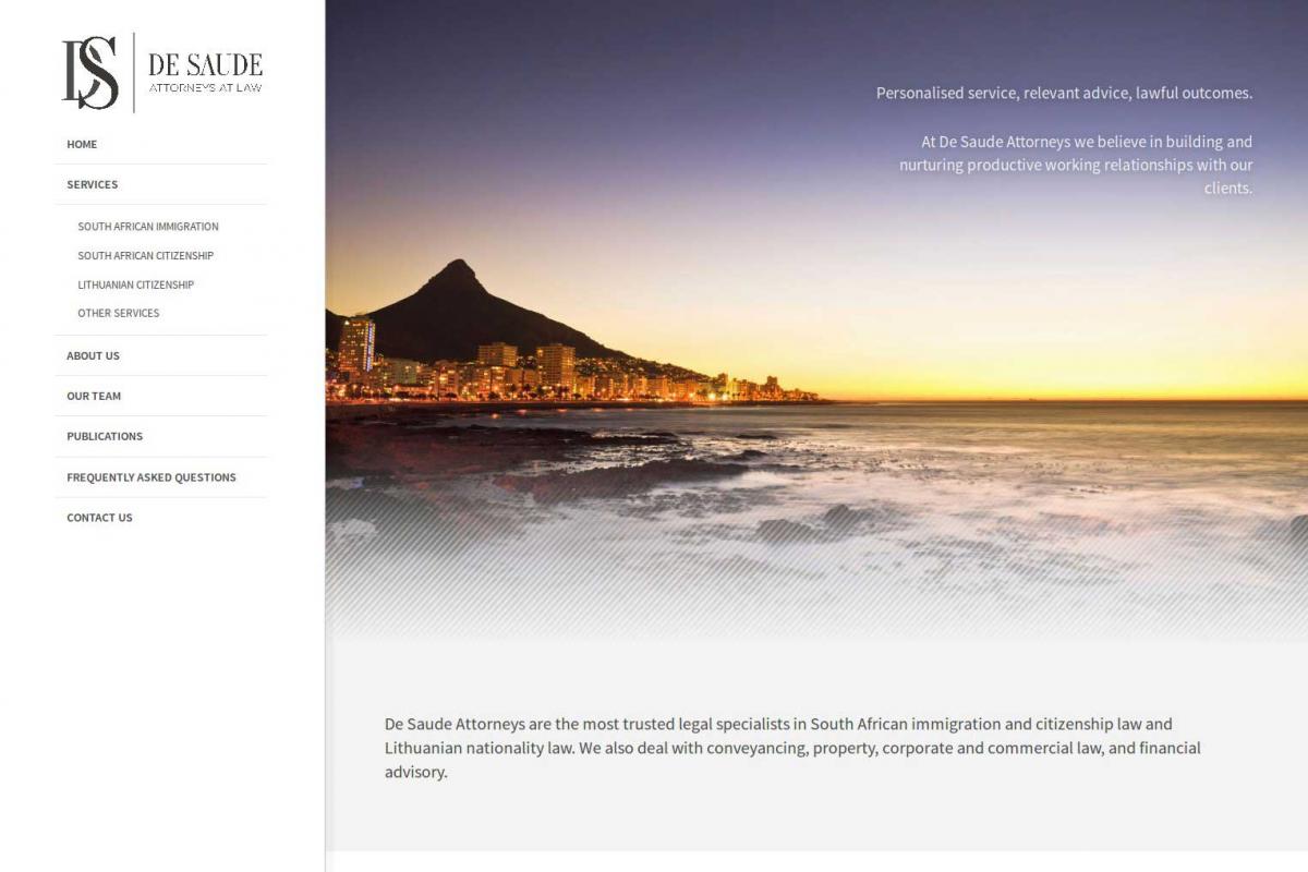 De Saude Attorneys website screenshot