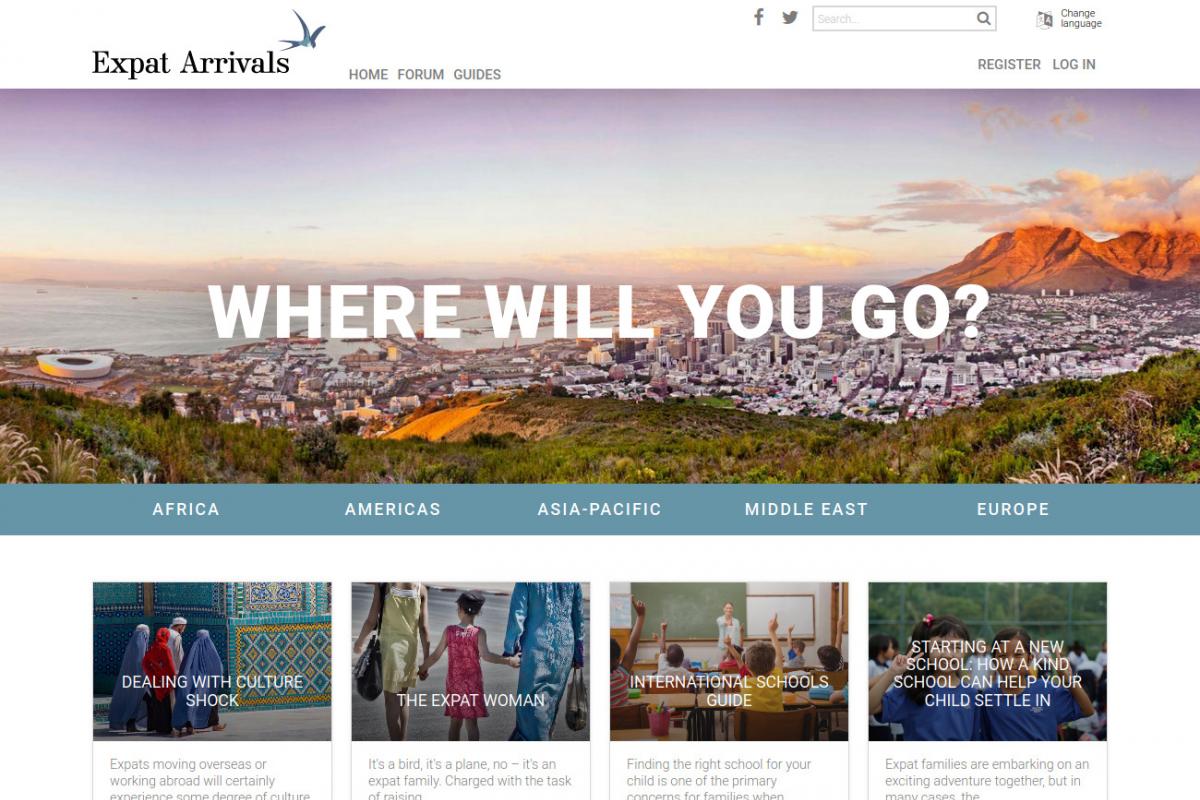 Expat Arrivals website screenshot